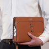 Cluth - Ví Cầm Tay, Ví Vân Tay Hermes Nam Da Bò Thật KSVT04